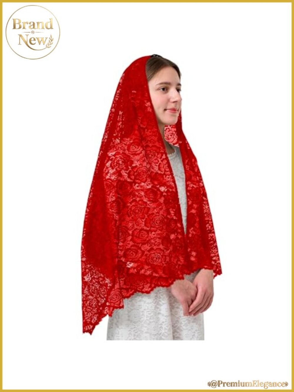Long Lace Mantilla Veil Catholic Wedding Chapel Length Floral Scarf